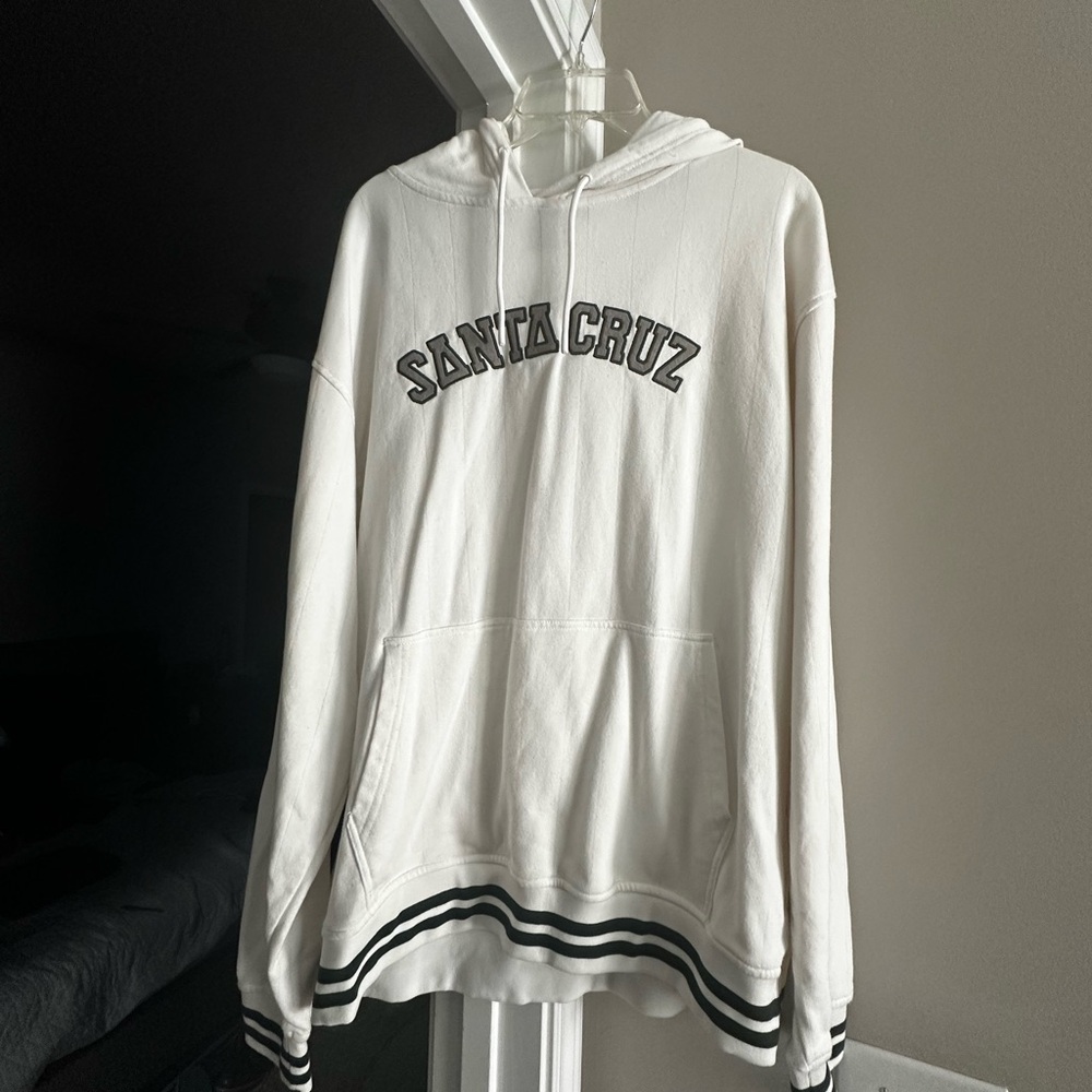 Santa Cruz Skateboards White Sweater with Ribbed Trim